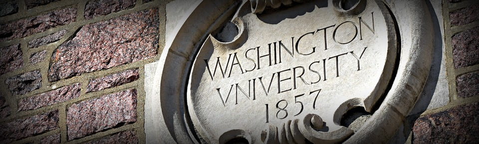 WashU seal on Brookings reads" Washington University 1857"