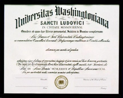 washu diploma in latin